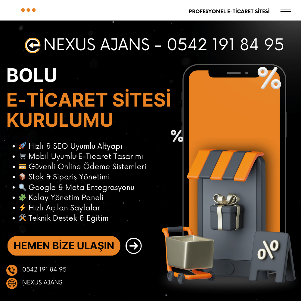 Bolu e-ticaret sitesi kurulumu ve e-ticaret ajansı hizmetleri
