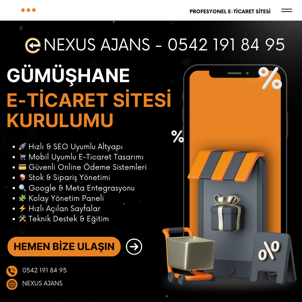 Gümüşhane E-Ticaret Sitesi Kurulumu ve Tasarımı